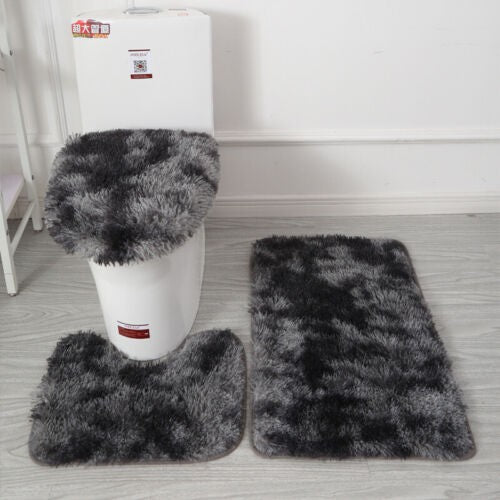 3-Piece Bathroom Bath Mat Contour Rug Set with Toilet Lid Cover #6