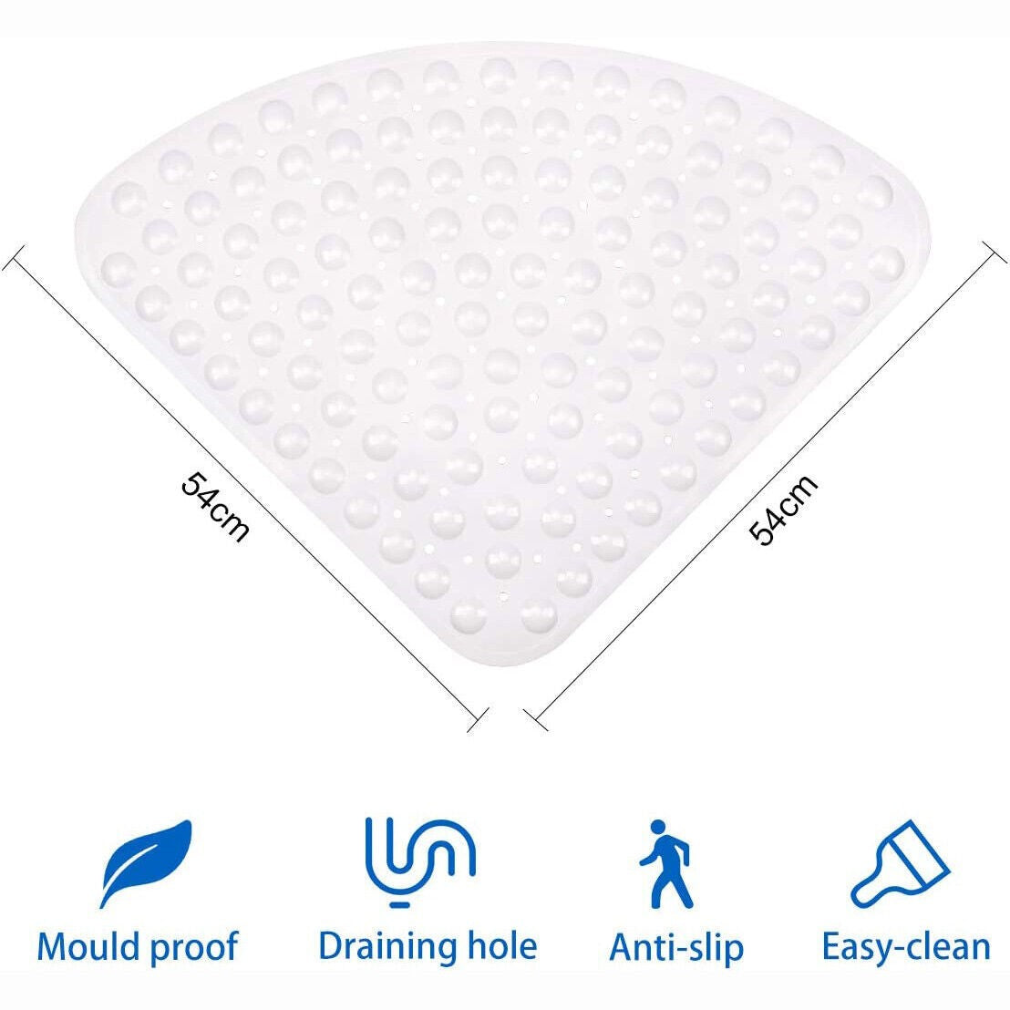 Anti Mould Quadrant Bath Mat Safety Mat Shower Mat Non Slip Sector Rubber Corner