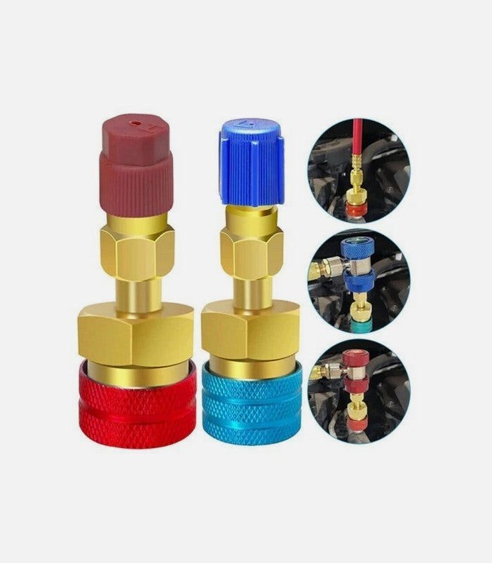 2pcs Couplers Connectors Adapters R1234YF to R134A High&Low Side Quick Coupler