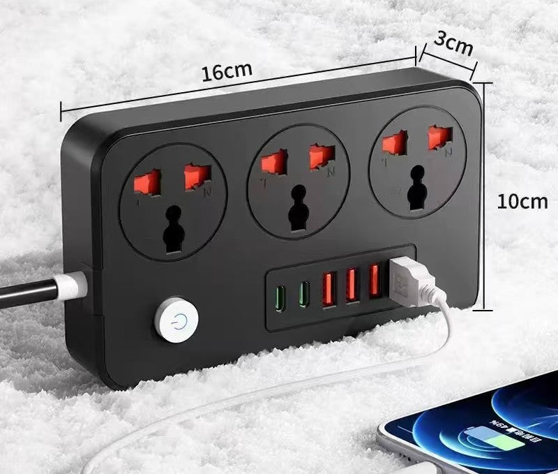 Surge Protected Extension Lead With 6 USB USB C 6Gang Way Power Cable UK Plug