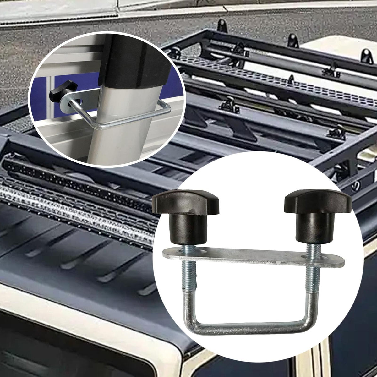 Roof Box U-Bolt Clamps for Car Vans, Mounting Brackets, Rooftop Cargo Carrier