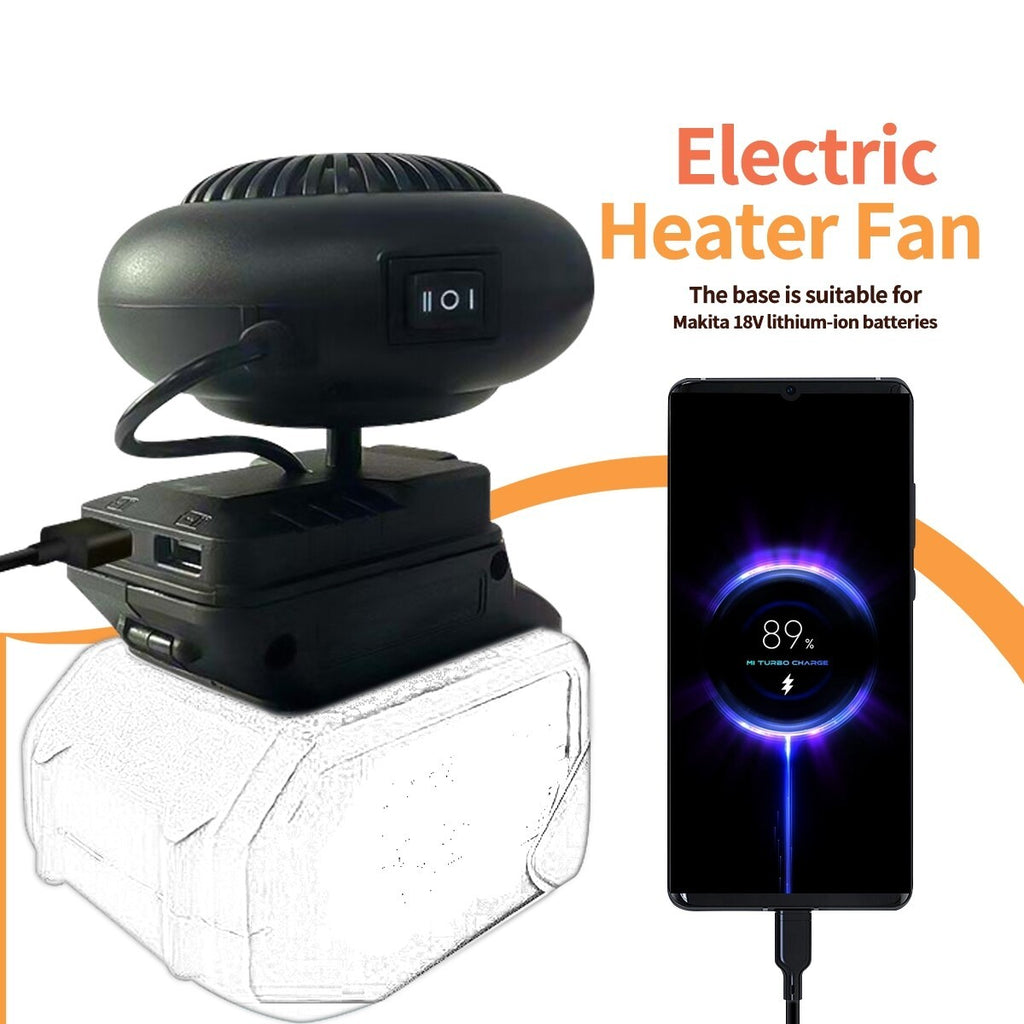 Space Heater Powered Electric Heater Fan For Makita 18V Battery with USB