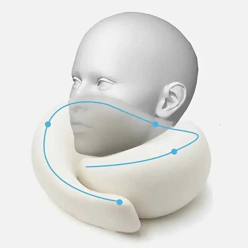 U Shaped Travel Pillow Memory Foam Magnetic Therapy Fabric Neck Support