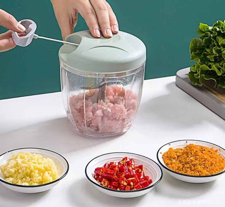 Vegetable Chopper Manual Pull Rope Vegetable Cutter Food Hand Held Dicer Slicer