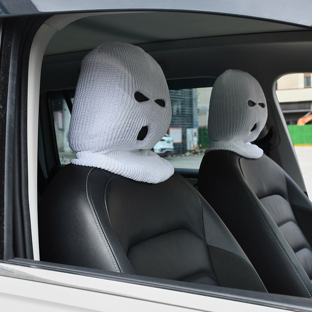 Car Seat Headrest Cover Balaclava 3hole Full Cover Christma Funny Car Decoration