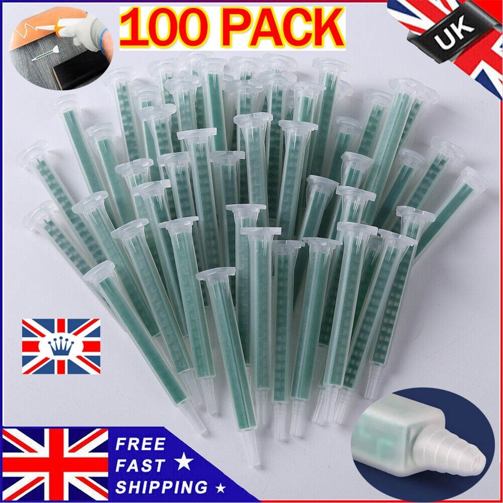 100 Pack Static Mixer Epoxy Resin Mixing Tube Nozzles Syringe for AB Glue Gun UK