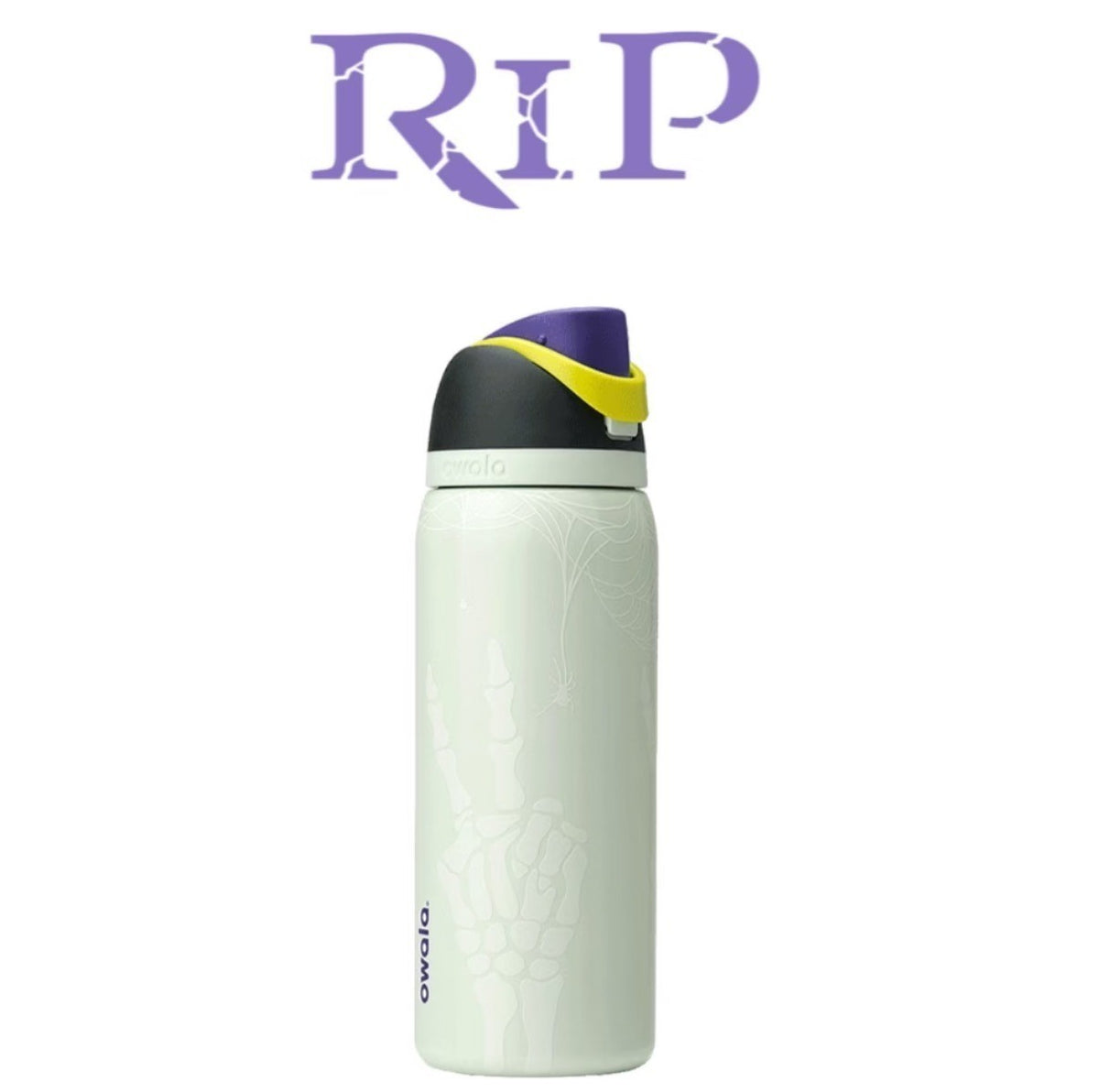 Owala Freesip 32oz Halloween RIP Skeleton Web GITD Multicolor Cup Bottle