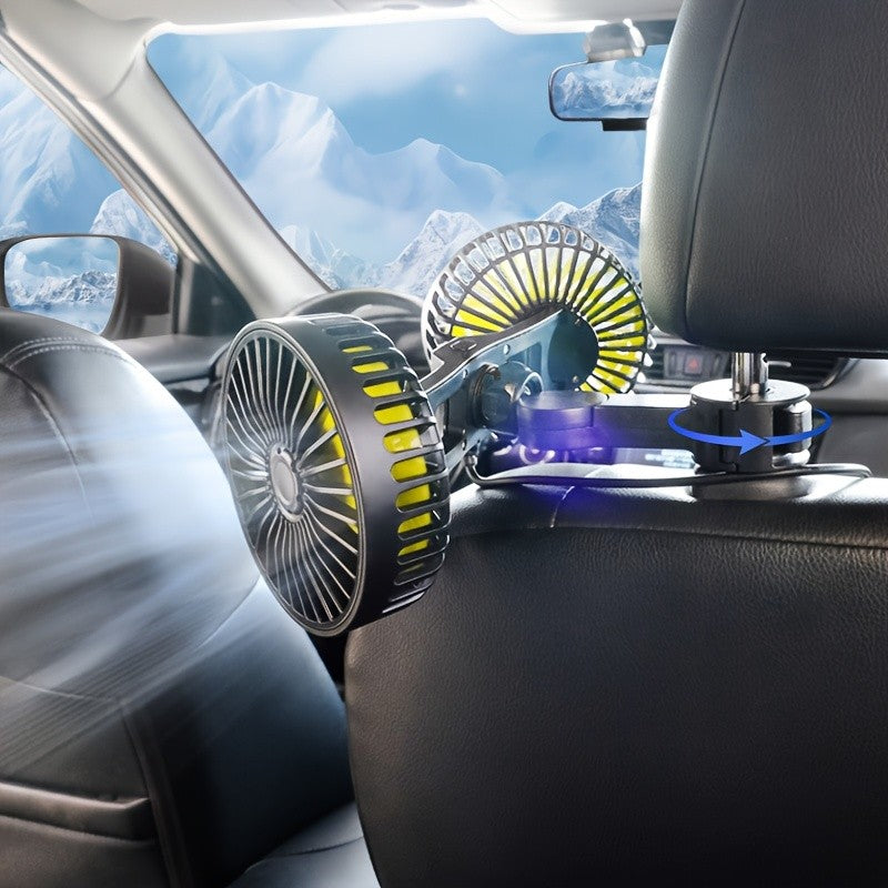 12V24V Car Back Row Multifunctional Adjustable High Wind Backrest Dual Head Fan