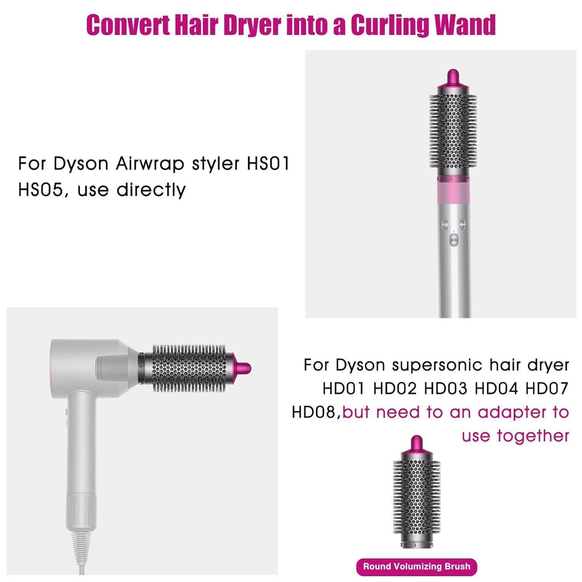 UK Replace Round Volume Brush for Dyson Airwrap Styler Attachment Part HS01/HS05