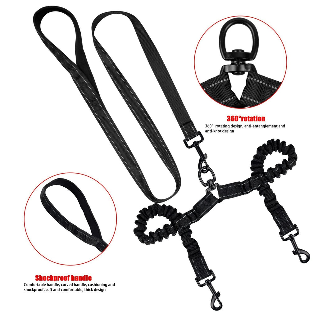 Double Dog Leash Dual Two Dog Lead Splitter No Tangle 2 Way Dogs Walking Leash