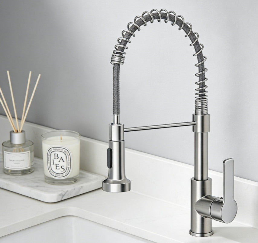 Modern Monobloc Pull Out Kitchen Mixer Tap Dual Spout Spray Single Lever 360°🔥