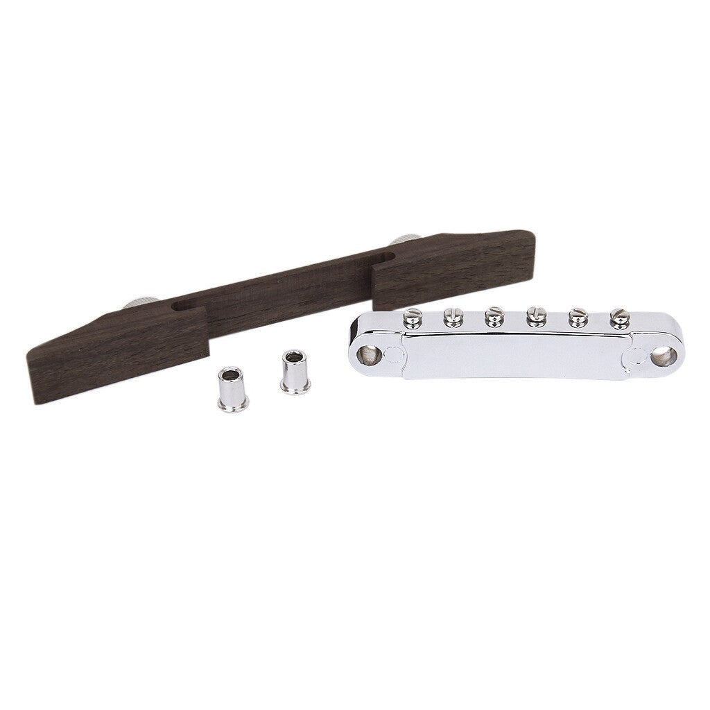 Archtop Rosewood Bridge with Chrome Plated Saddles Luthier Jazz Guitar Part