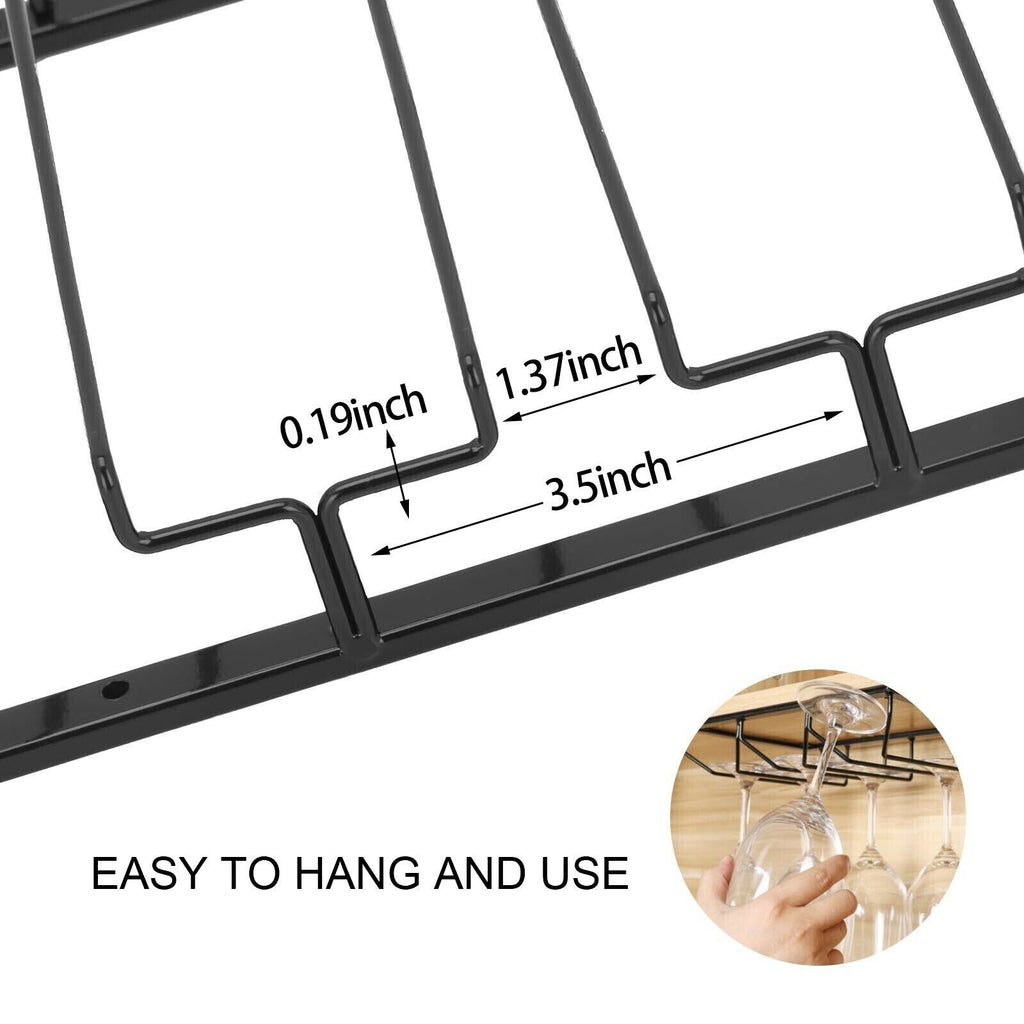 5 Rows Wine Glass Rack Under Cabinet Stemware Rack Wine Glass Cup Organizer