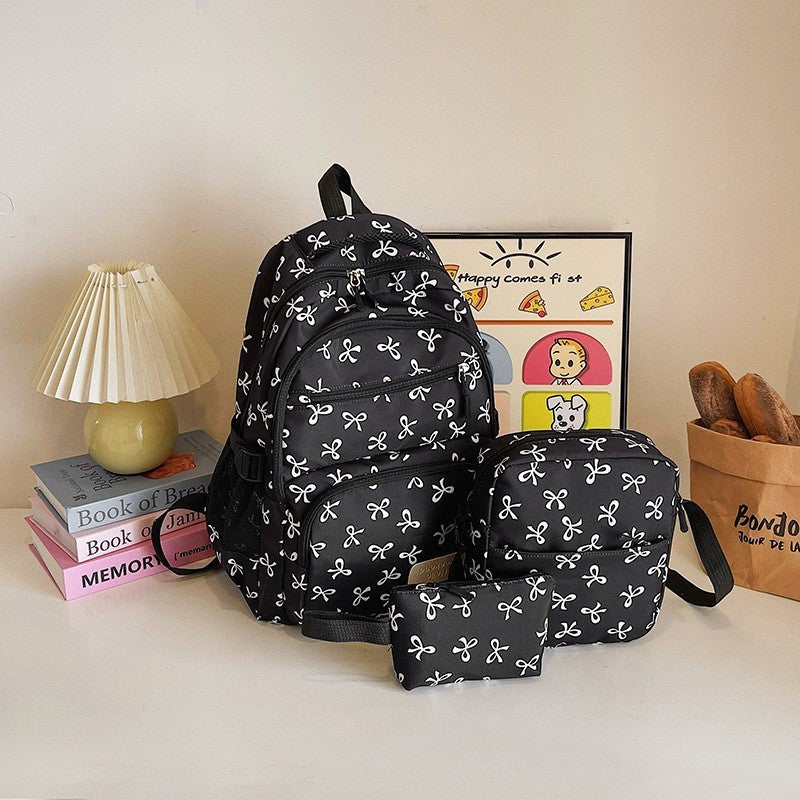 3pcs/set School Bag for Girls Cute Backpack Sets Bow Tie Rucksack for Teenage