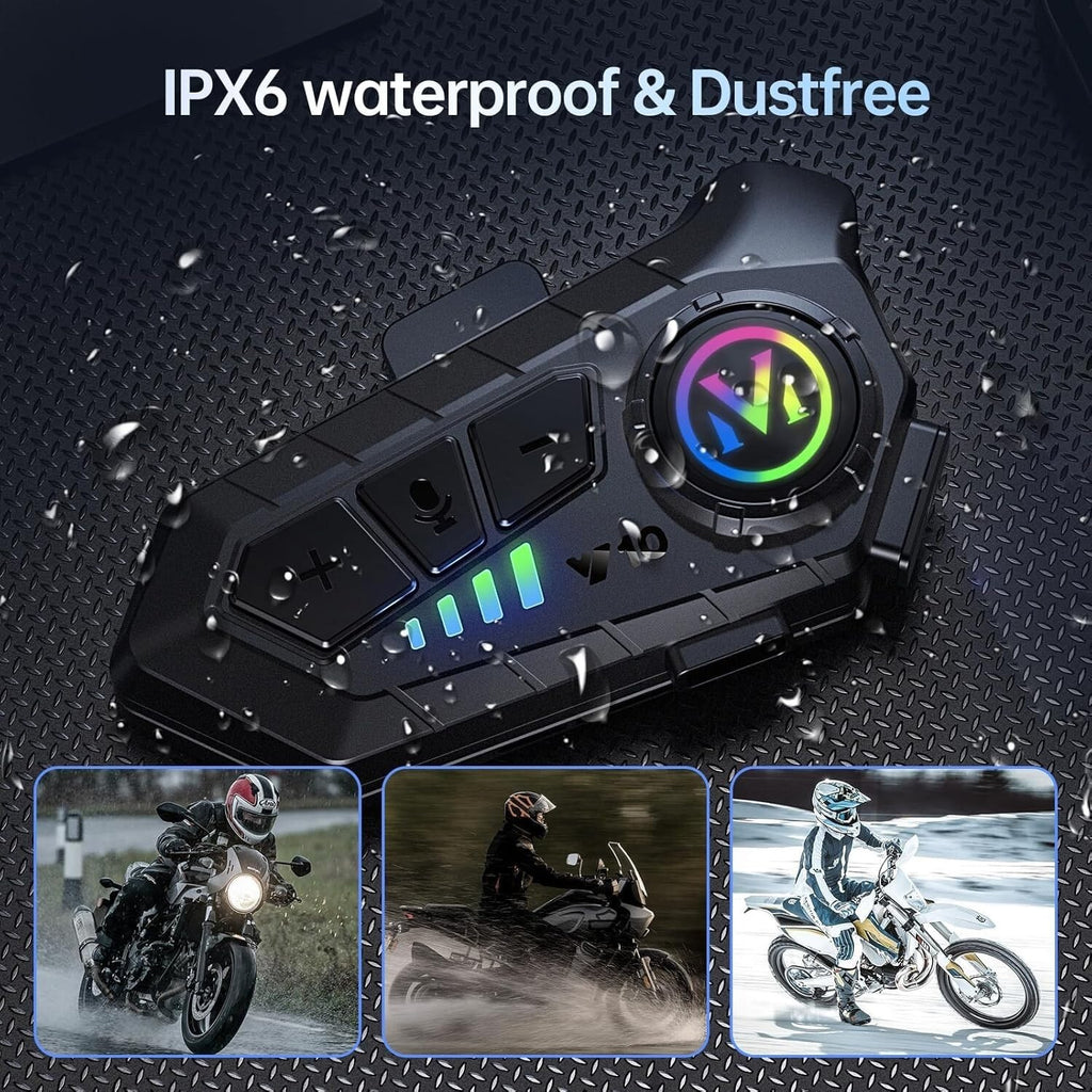 2X Wireless Bluetooth HiFi Motorbike Call Headphone Motorcycle Helmet Headset