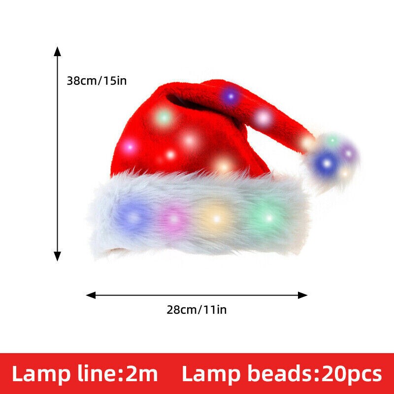 Christmas Hat Xmas Hat Headwear Props LED Santa Hat Light up Santa Hat