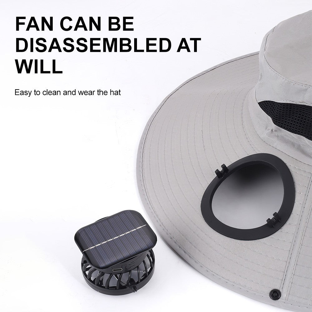 Dual Solar Fan Hat Breathable 3 Speeds Wide Brim Sun Cap UV Protection Visor Cap