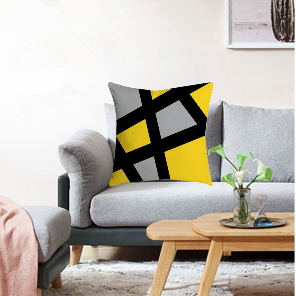 Set of 4 Grey Yellow Black Large Cushion Covers Without Pillow Core 45cm