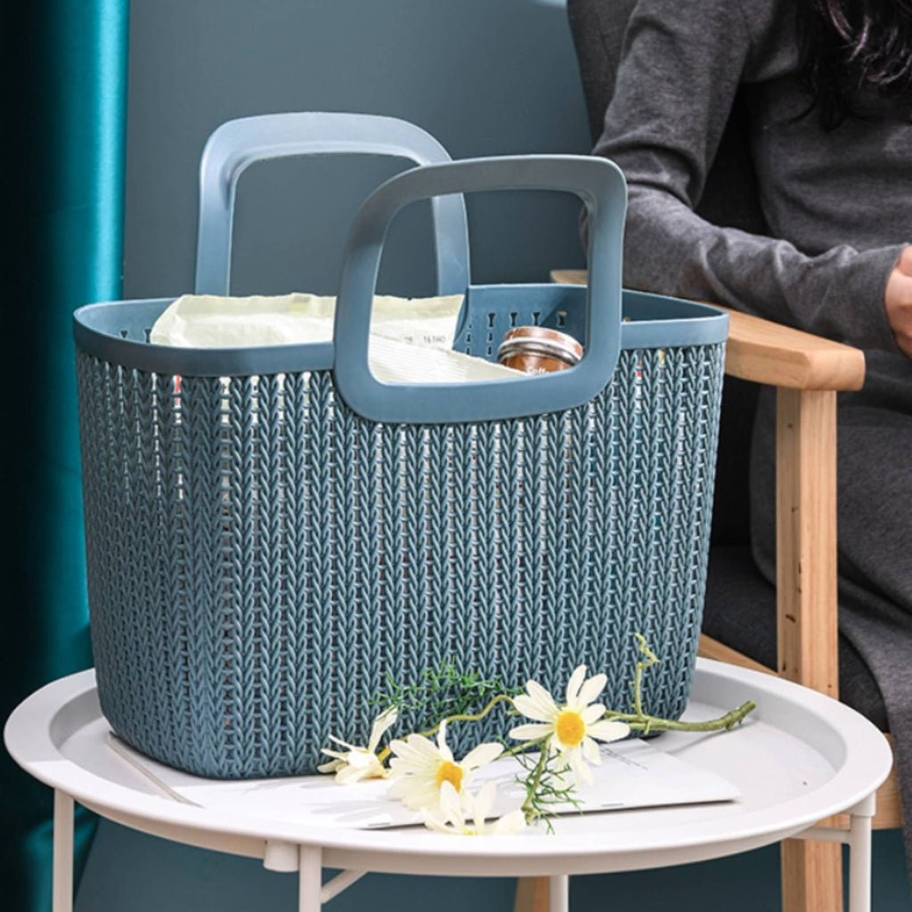 Rectangular Woven Basket Ventilated Plastic Hand Basket Deep