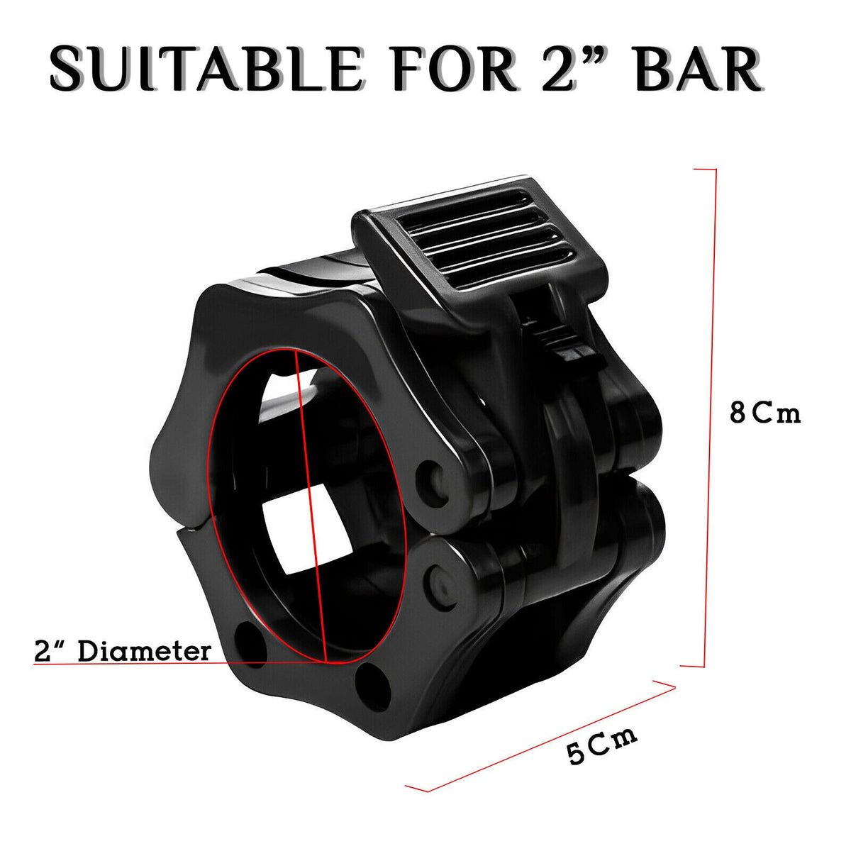 Barbell Dumbbell Clamp Clips Weight Bar Locks Olympic 2" Spinlock Collar Pair