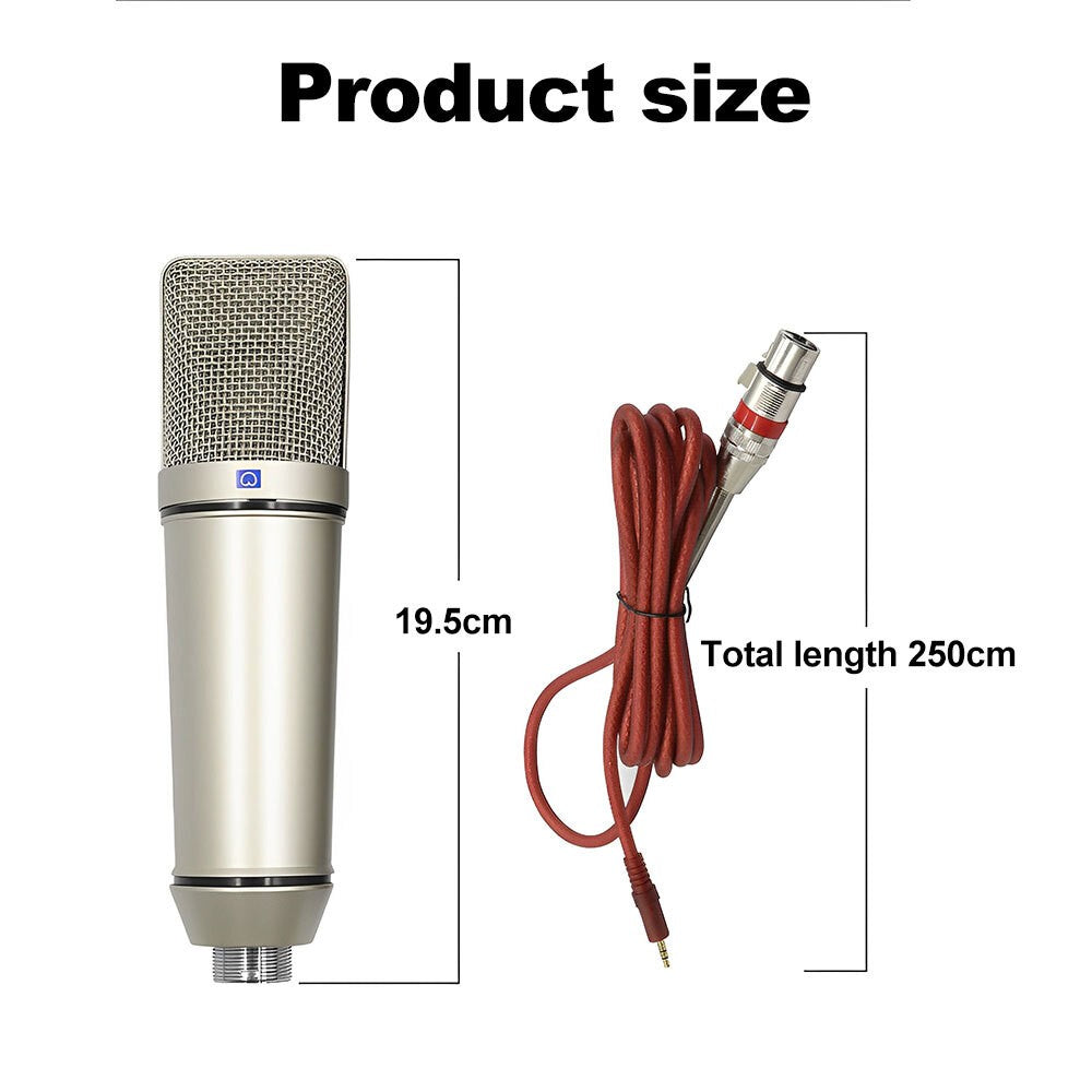 U87 Studio Condenser Microphone with Shock Mount Singing Recording Cardioid Mic