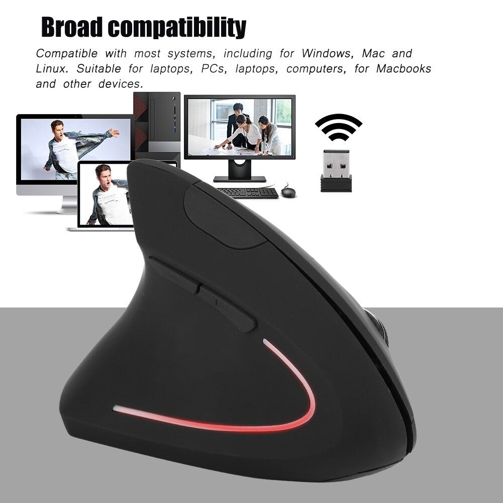 Left Handed 2.4Ghz Wireless Usb Ergonomic Vertical Optical Mouse For Pc Computer