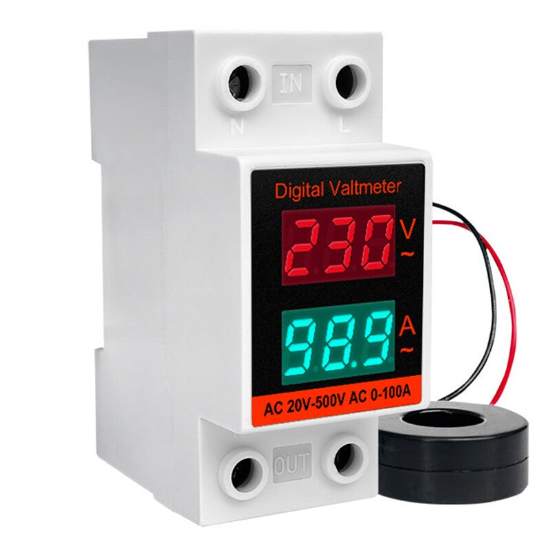 Din Rail AC Monitor Single Phase Voltage Current Power Meter Voltmeter Ammeter