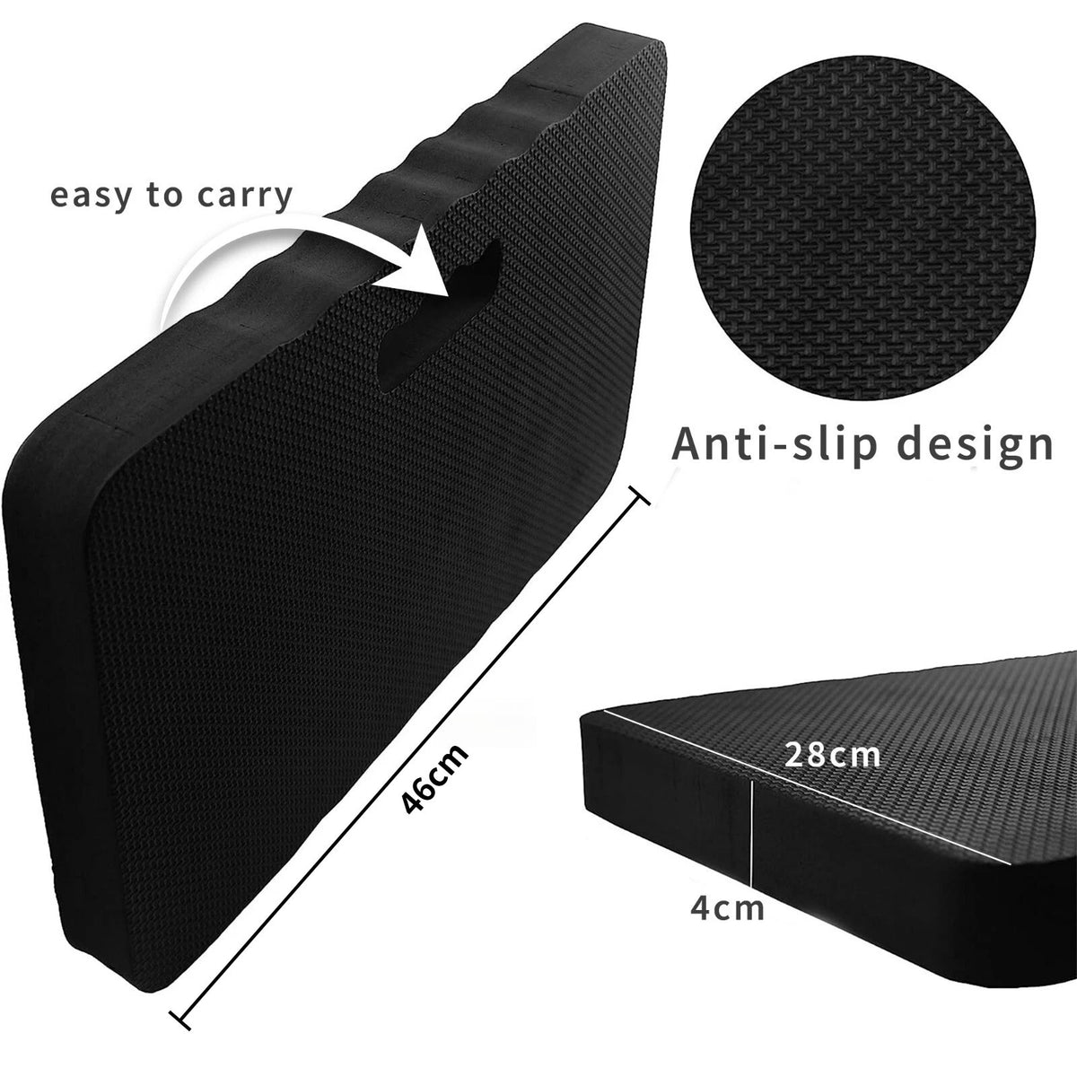 2 x Gardening Thick Kneeling Pad Mat Foam Cushion Mechanic House Garage Black