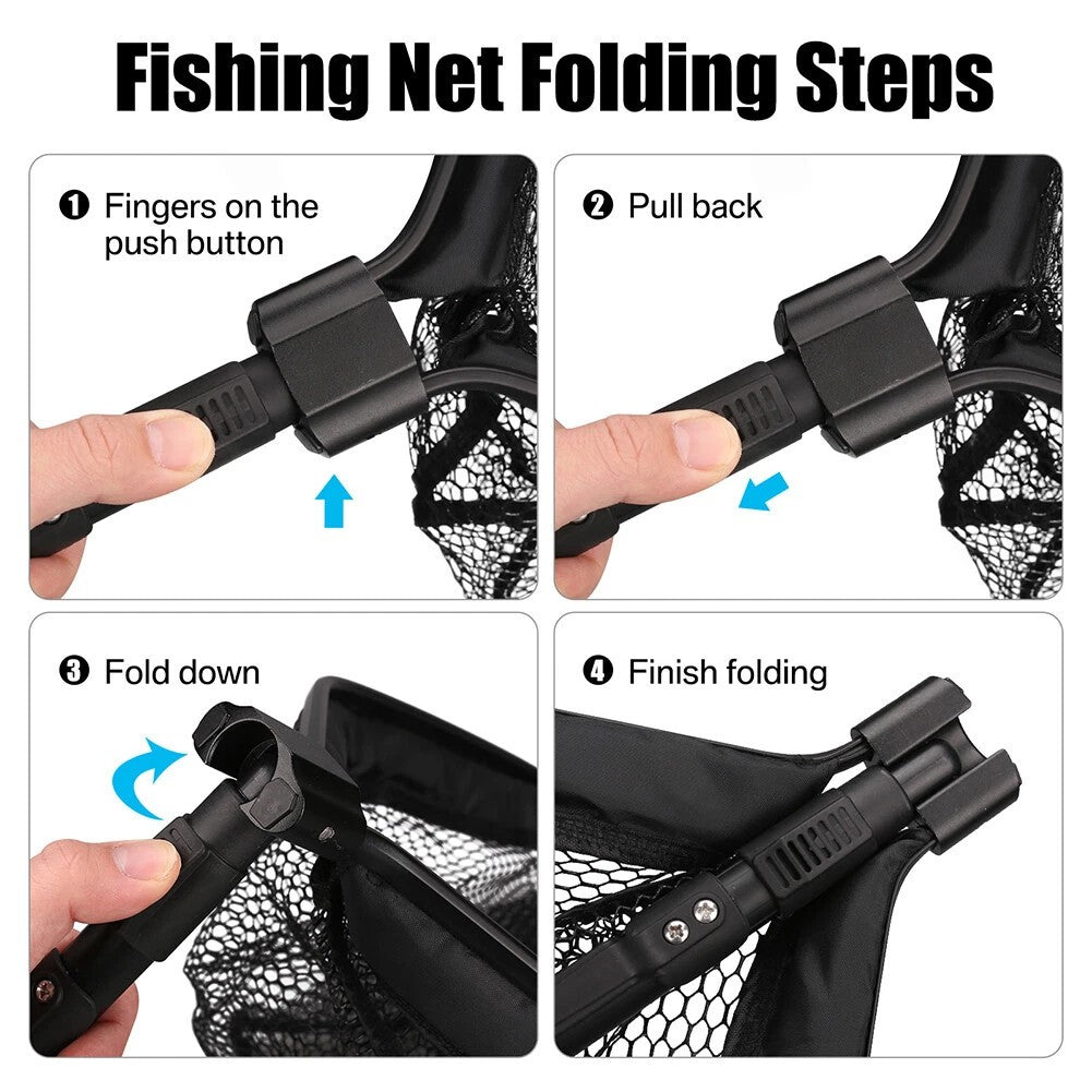 2pcs Rubber Coated Landing Net Telescopic Foldable Floating Fishing Net Trout
