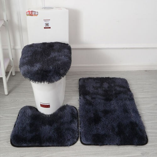3-Piece Bathroom Bath Mat Contour Rug Set with Toilet Lid Cover #6