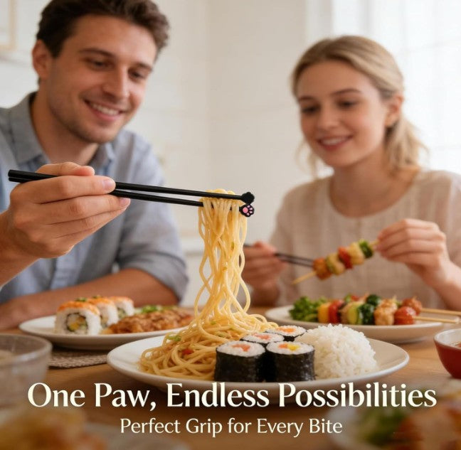Cute Paw Chopsticks, Non Slip Lightweight Reusable Black Cat Paw Tableware