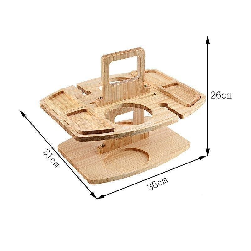 Tables Wooden Picnic Table With Glass Holder Foldable Desk Wine Glass NEW