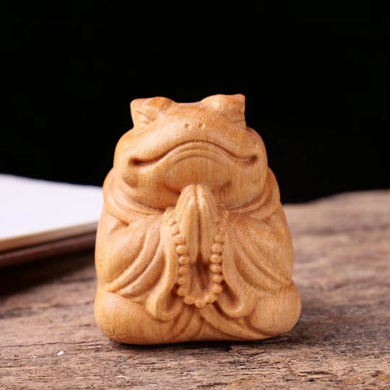 Wooden Ornament Golden Toad Handle Golden Toad Statue Meditation Craft Ornament
