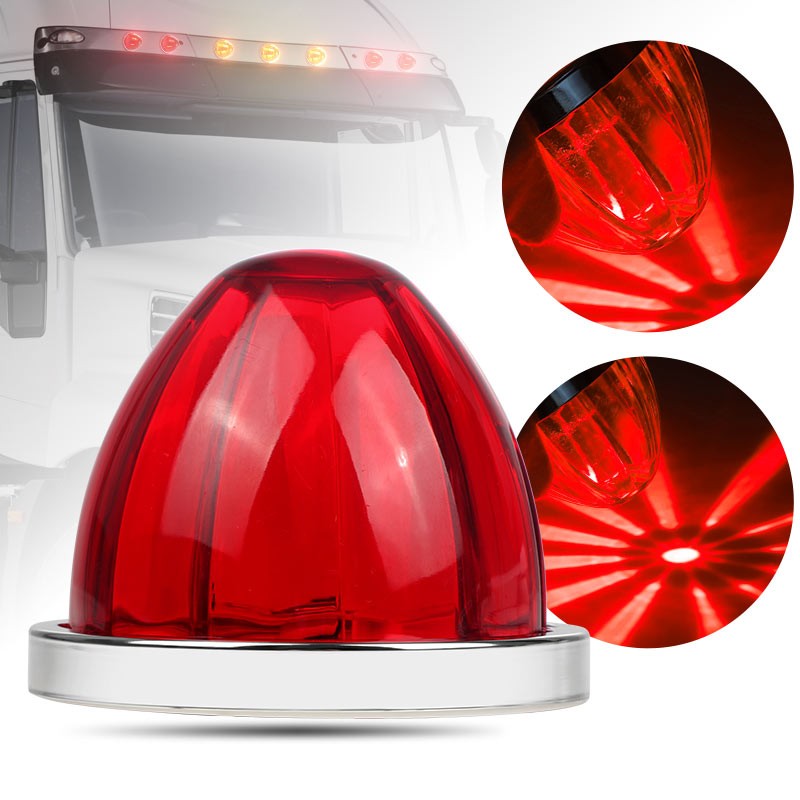 2PCS LED Watermelon Lights Truck Trailer Side Marker Clearance Lamp Turn Signal