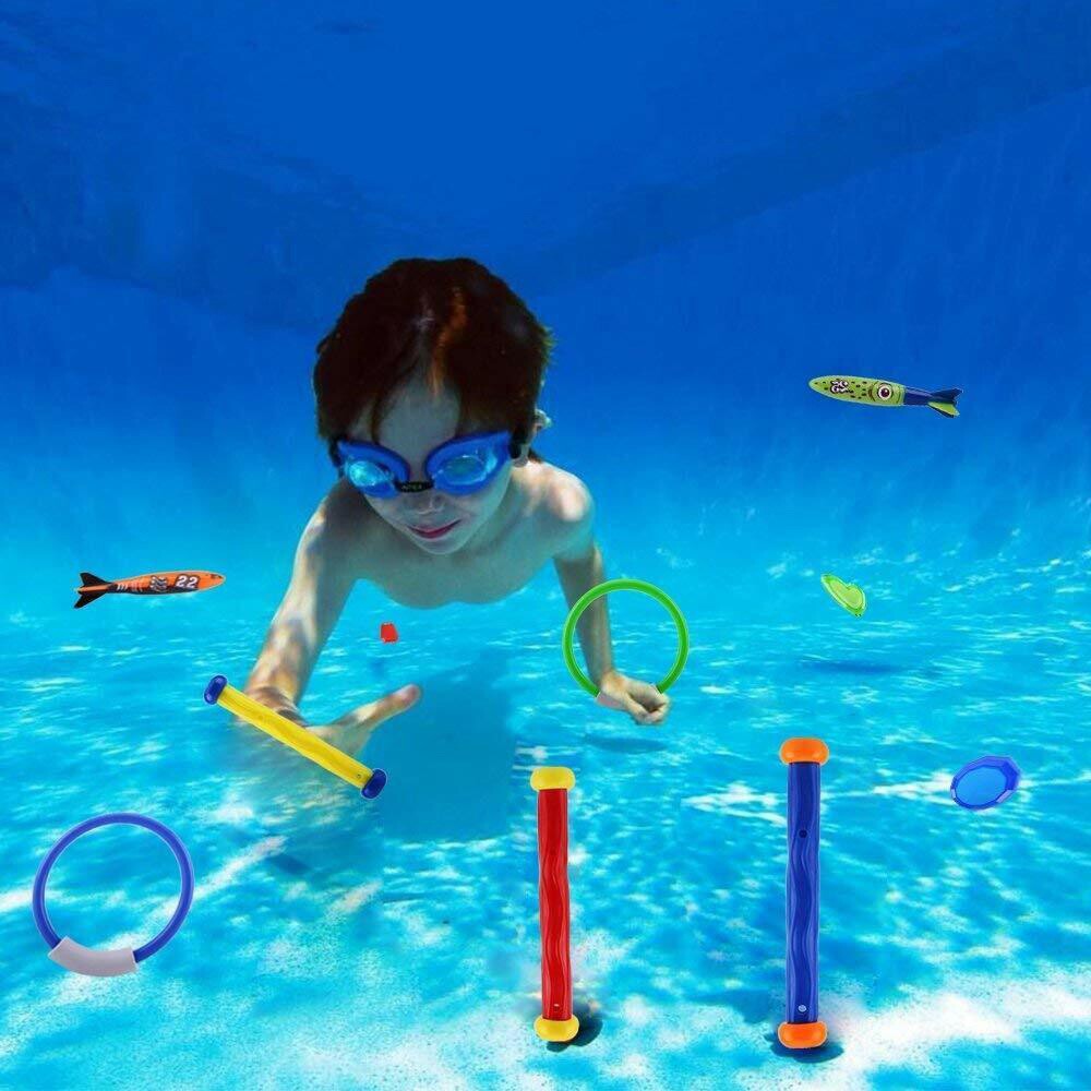 22x Underwater Diving Toys Dive Ring/Torpedo/Sticks Swimming Pool Toy Game Kids