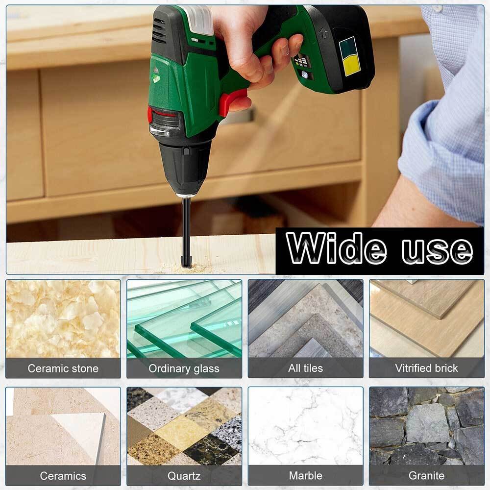 12Pcs Dry Diamond Drill Bits For Granite Tile Glass Porcelain Marble Ceramic Set