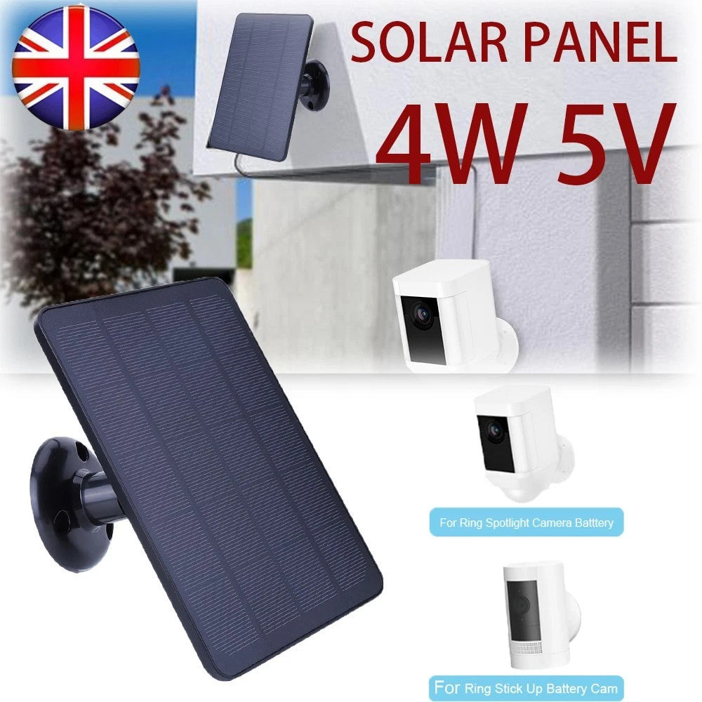 4W Solar Panel for Ring Cameras - 5V Charger Kit Spotlight/Stick Up Cam