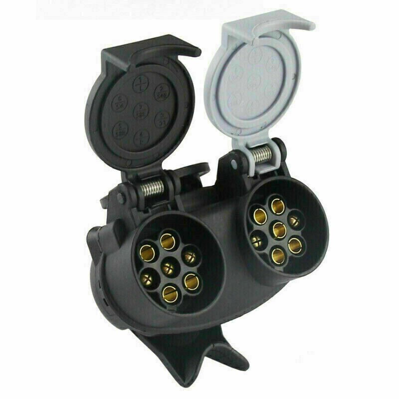 13 Pin To 7 Pin Twin N & S Short Towing Socket Adapter Trailer Caravan Lead Euro