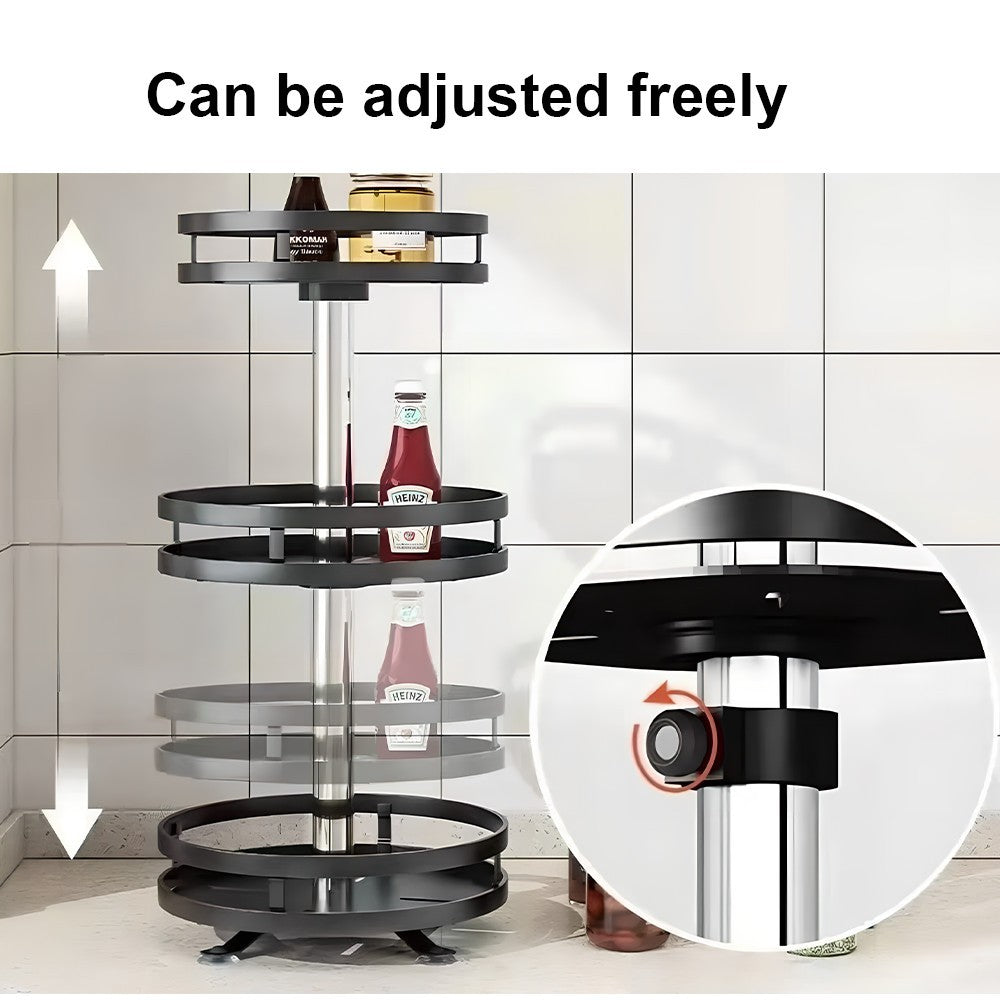 3 Tier 360° Rotating Spice Rack Rotatable Steel Kitchen Seasoning Organizer UK