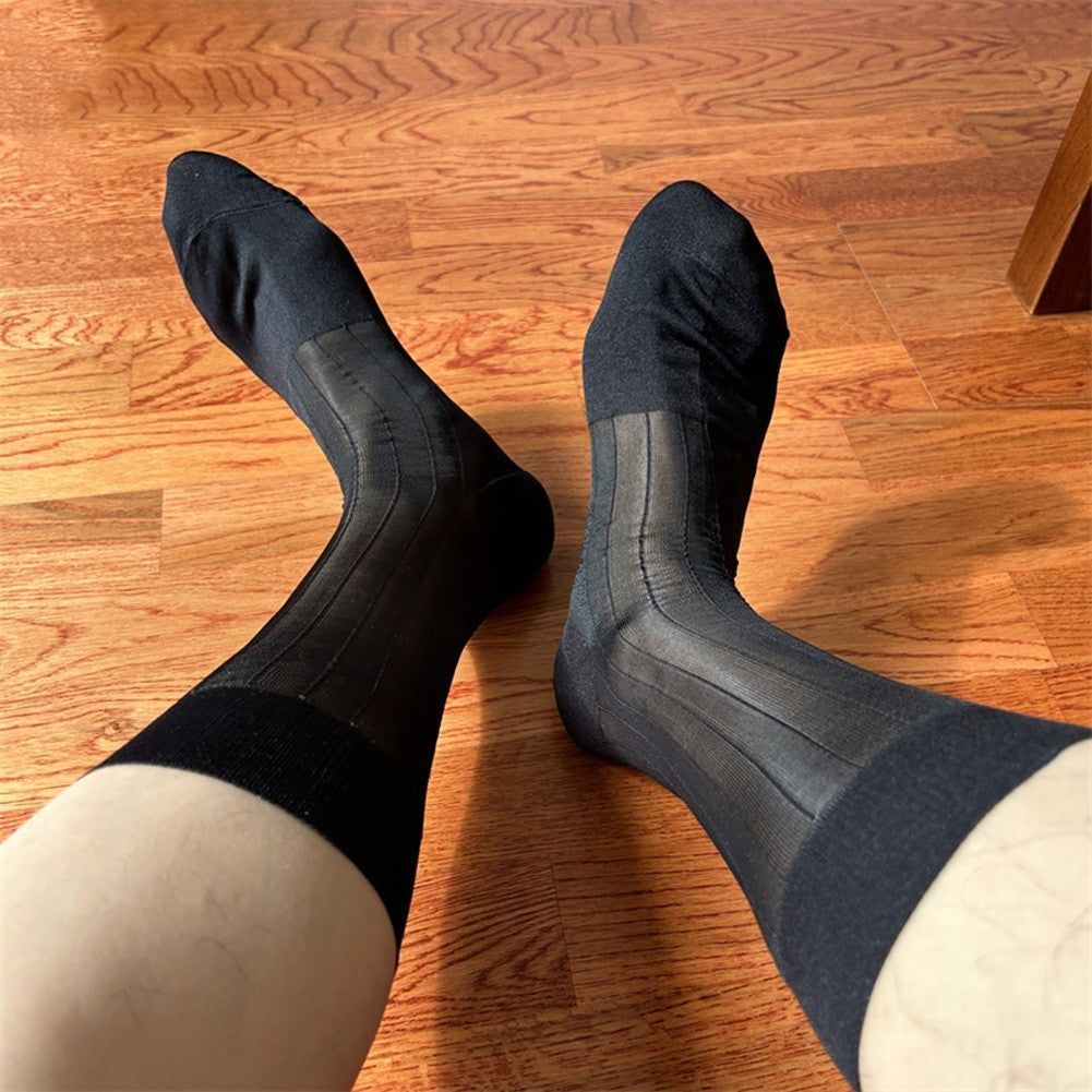 Men's Ultra Thin Sheer Socks 80% Polyamide 20% Spandex for Formal Dress Wear
