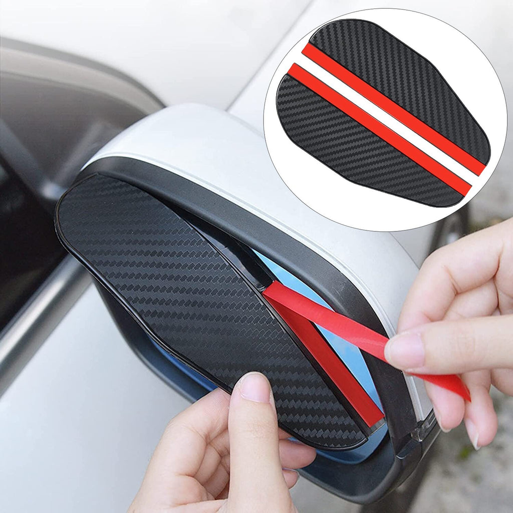 2X Car Carbon Fiber Black Car Mirror Rain Visor Guard For Auto Car Accessories