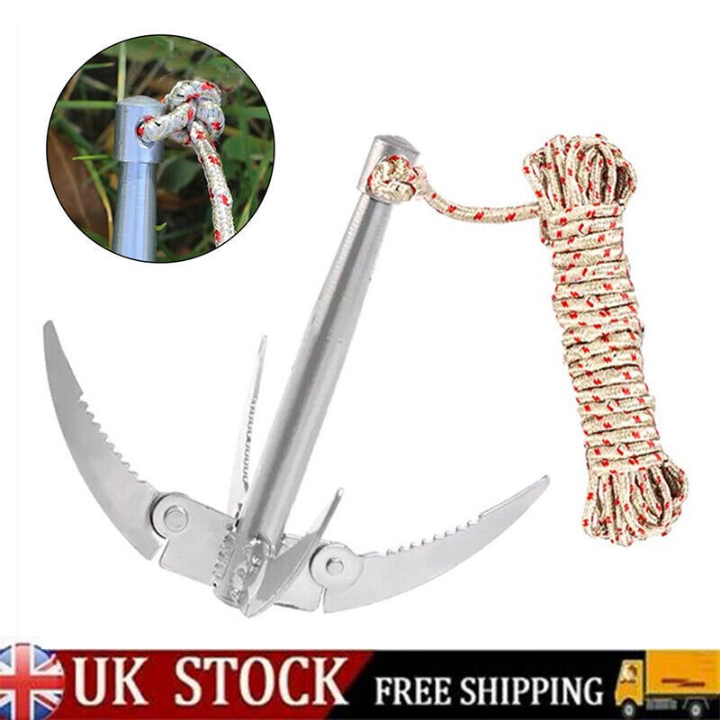 Fishing & Rock Climbing Claw With Rope Folding Boats Anchor Grappling Hook Tool