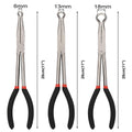 3X 280mm 11'' Long Reach Pliers Set Bent Tip Mechanic Hose Gripper