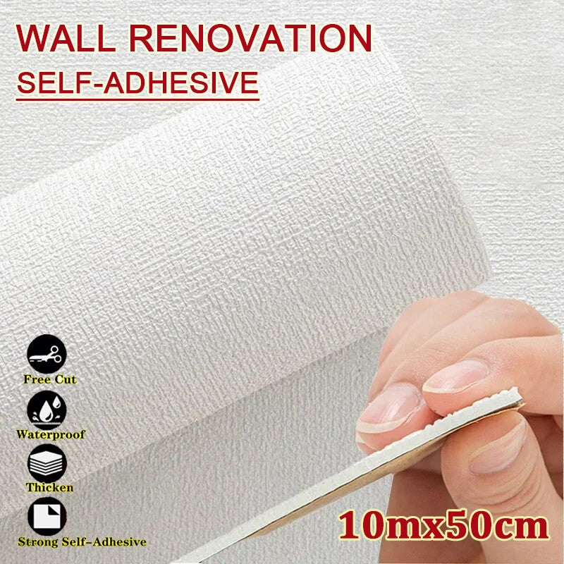 10M Thicken Self-Adhesive Thermal Insulation Linen Wall Sticker Plain Wallpaper