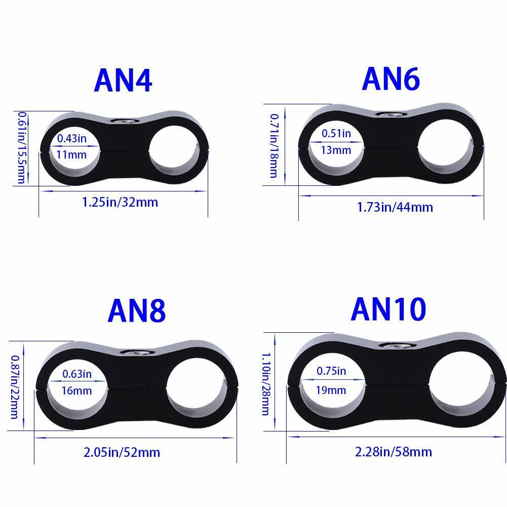 4 x AN6 6AN AN -6 Nylon Braided Stainless Fuel Oil Line Hose Separator Clamp