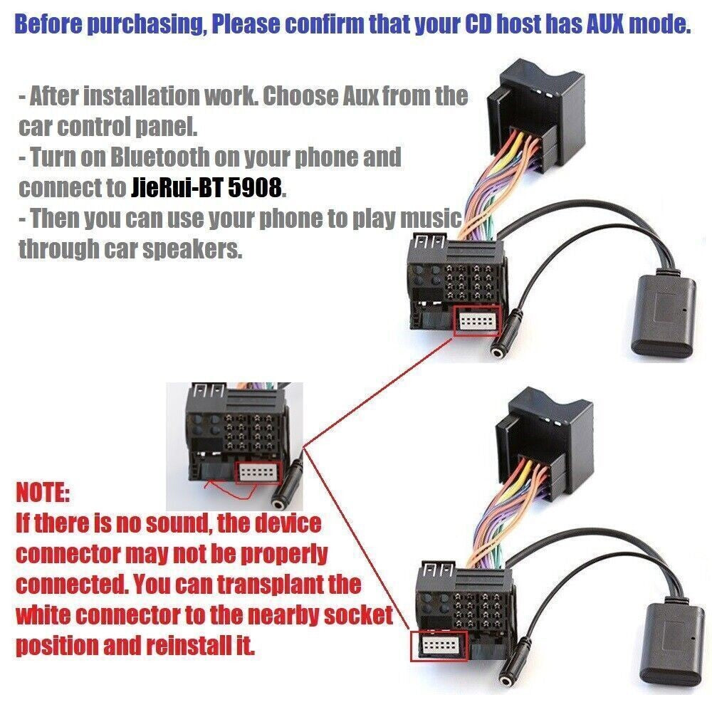 For BMW AUX Bluetooth 5.0 Car Radio Audio Cable Adapter E60 E66 E82 E87 E90 E92