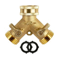 3/4" Brass Tap Splitter 2 Way Garden Hose Connector Adapter Dual Outlet