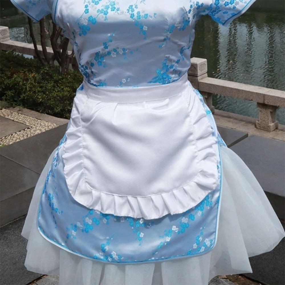 1Pcs Waitress Maid Style Waist Apron Black White Half Apron  Kitchen Party