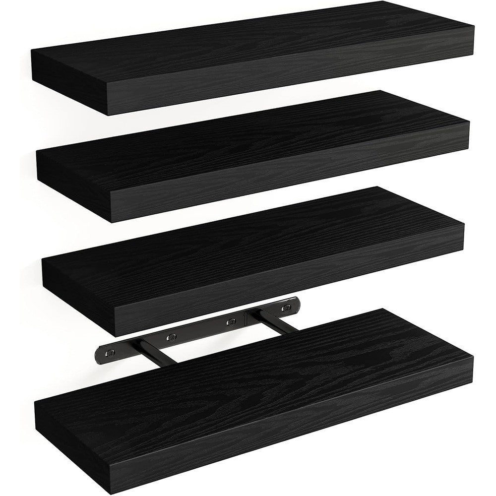 15.7in Wall Shelves Wood Floating Shelves Set of 4,Invisible Brackets Wall Decor