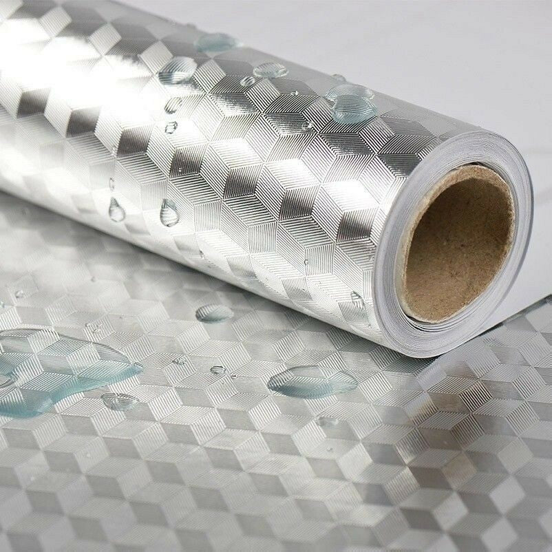 5M Self Adhesive Aluminum Foil Sticker Drawer Liner Kitchen Wallpaper Oil Proof